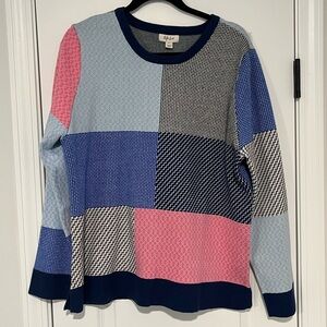 Style & Co. Pink and Blue Patchwork Sweater (NWT)